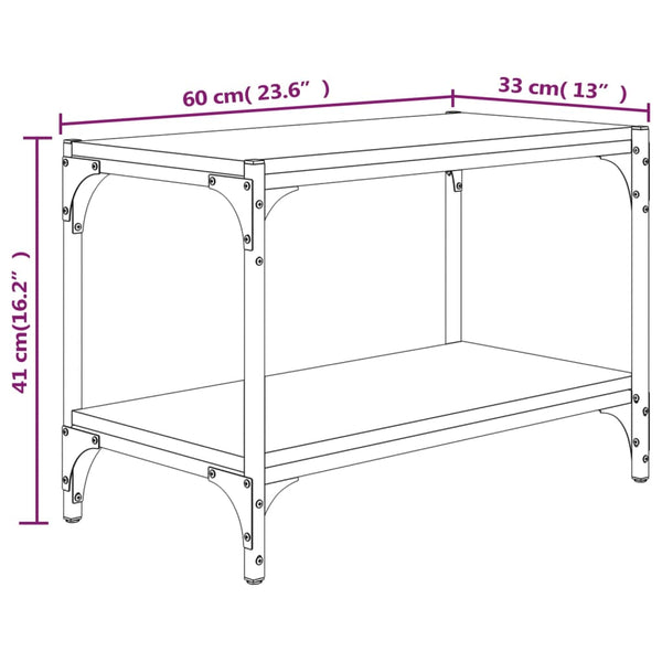vidaXL TV Cabinet Sonoma Oak 60x33x41 cm Engineered Wood and Steel