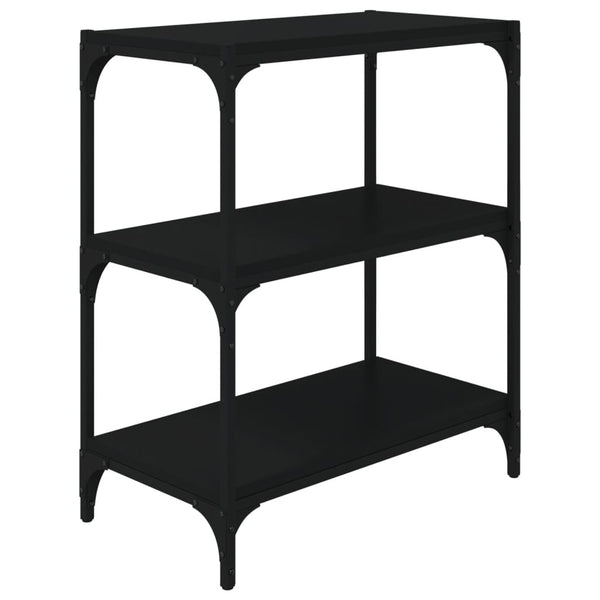 Schwarzes Bücherregal 60cm mit 3 Ablagen