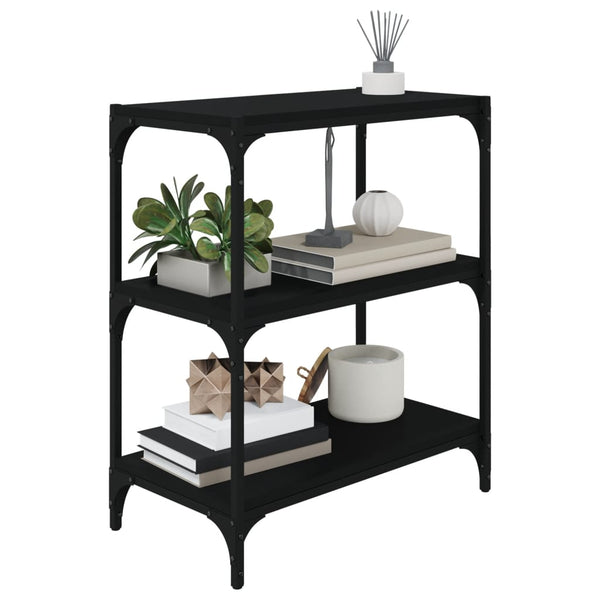 Schwarzes Bücherregal 60cm mit 3 Ablagen