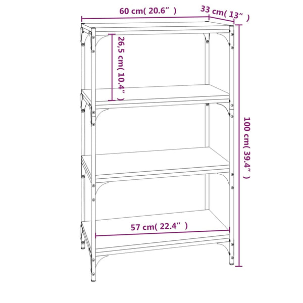 Schwarzes Bücherregal 60x100 cm