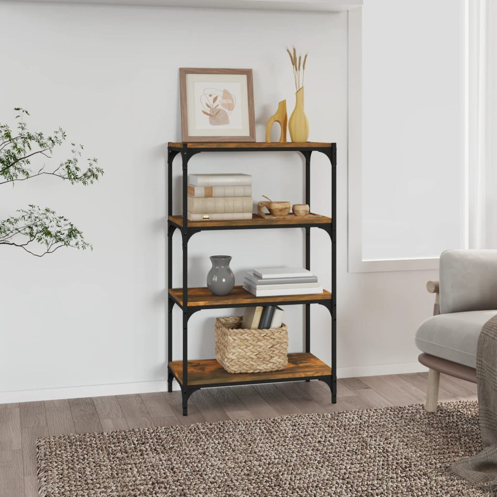 vidaXL Bibliothèque Chêne fumé 60x33x100 cm Bois d'ingénierie et acier