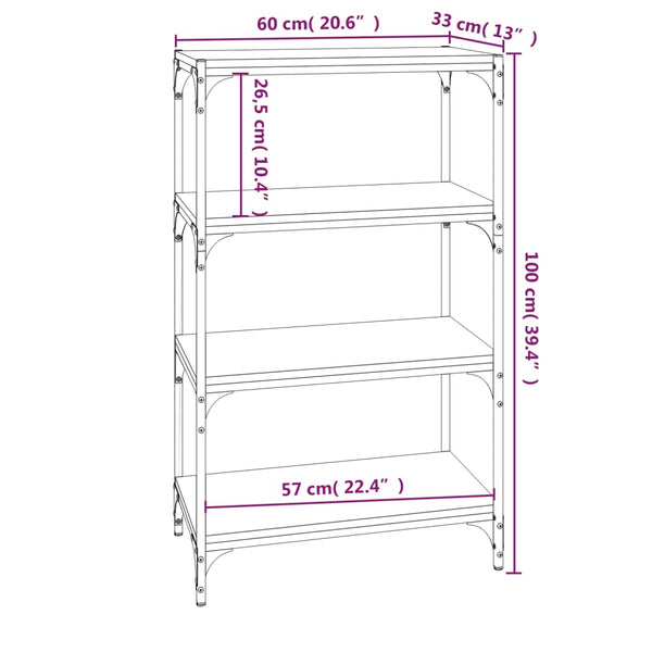 Bücherregal Braun Eichenoptik 60x33x100cm