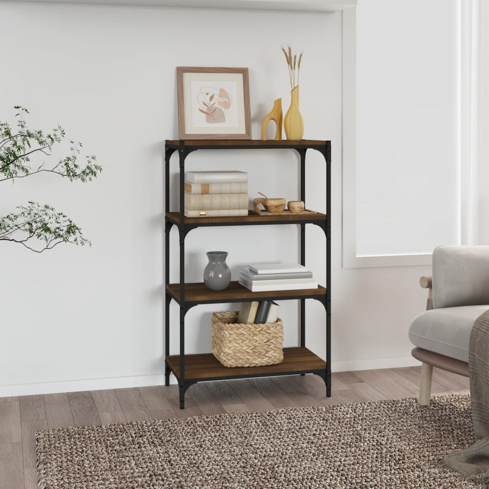 vidaXL Bibliothèque marron aspect chêne 60x33x100 cm bois d'ingénierie et acier