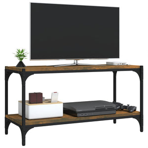 vidaXL Meuble TV chêne fumé 80x33x41 cm bois d'ingénierie et acier