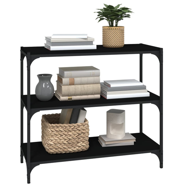 Schwarzes Bücherregal 80cm mit 3 Ablagen