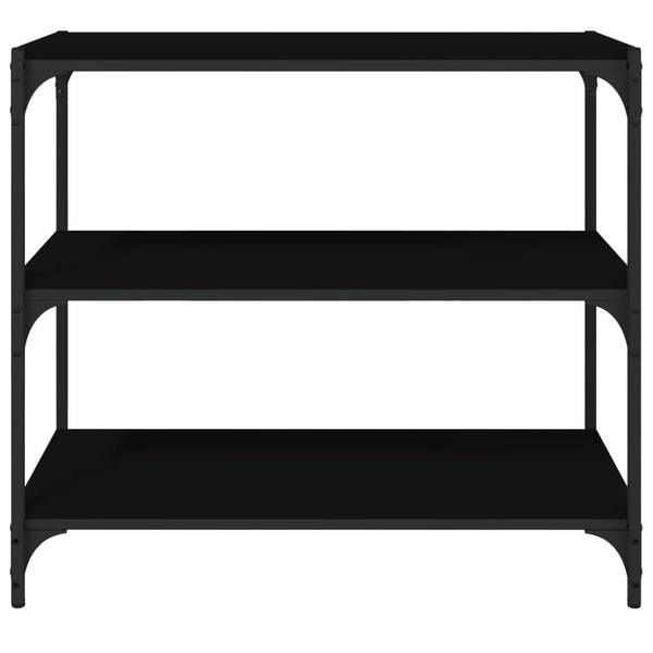 Schwarzes Bücherregal 80cm mit 3 Ablagen