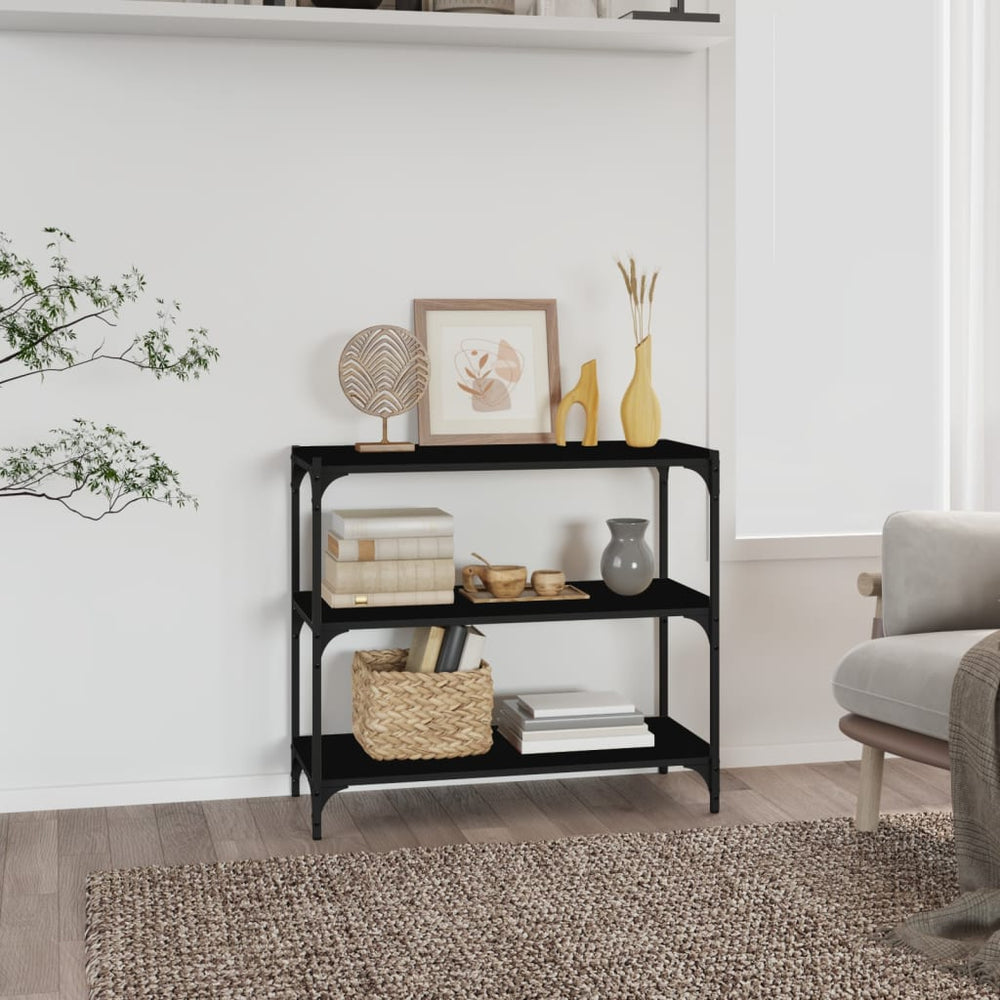 vidaXL Bibliothèque noire 80x33x70,5 cm en bois d'ingénierie et acier