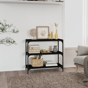 Schwarzes Bücherregal 80cm mit 3 Ablagen