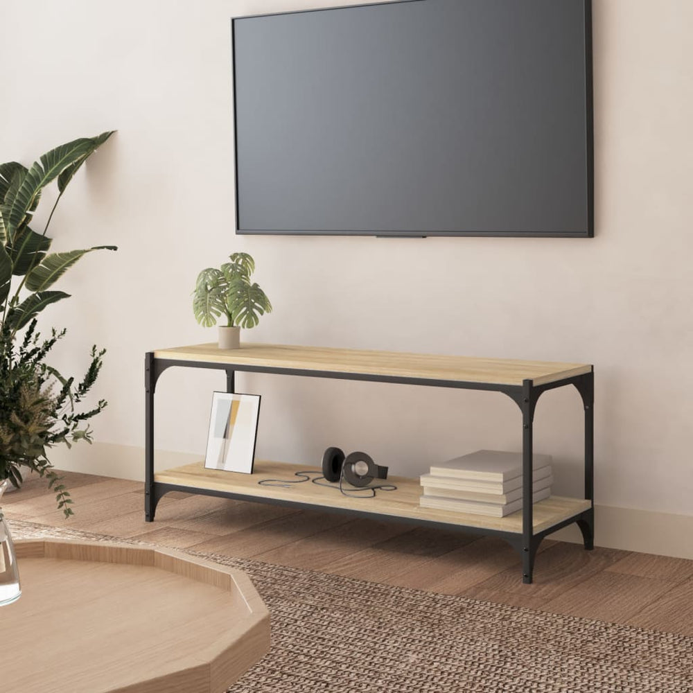 vidaXL Meuble TV chêne Sonoma 100x33x41 cm Bois d'ingénierie et acier