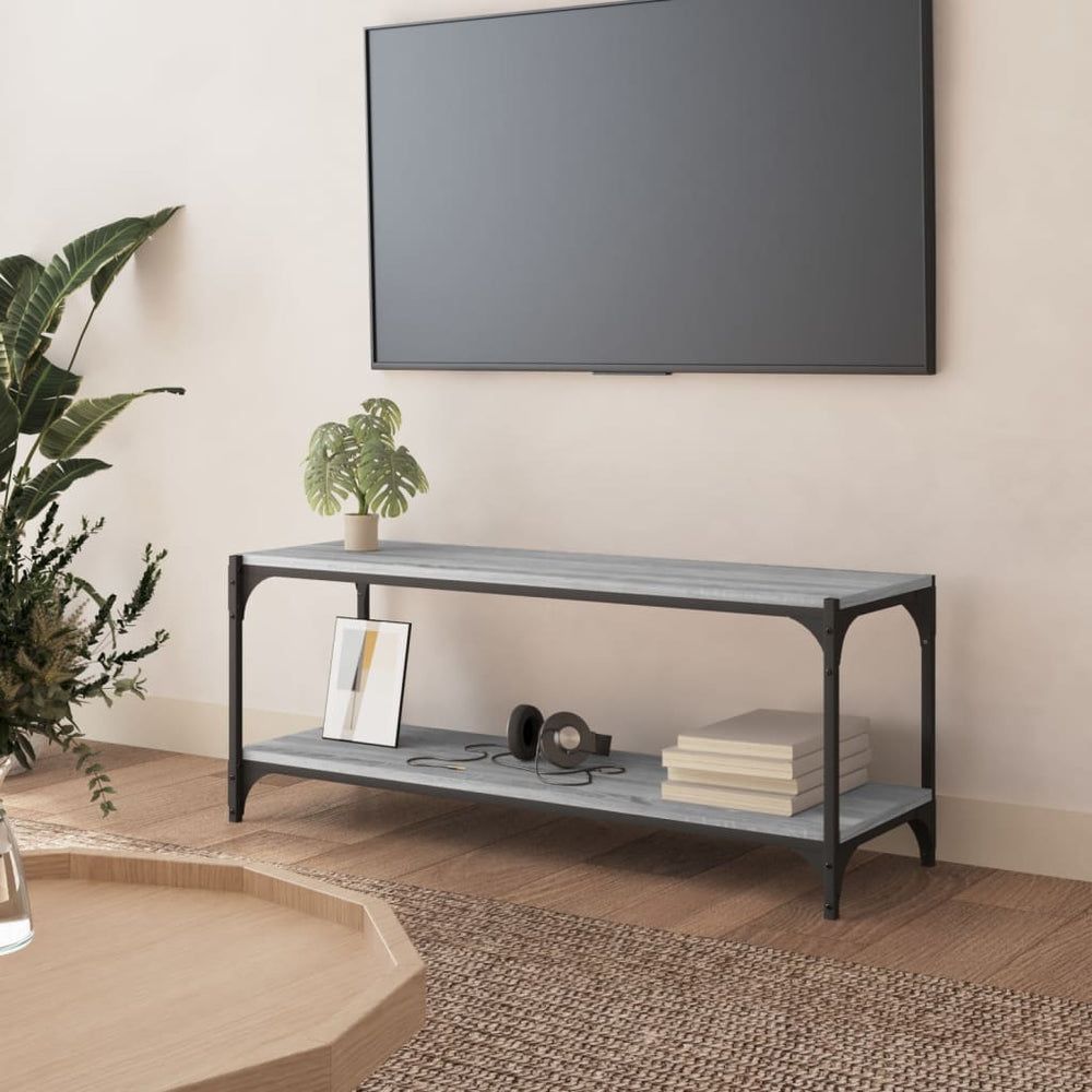 vidaXL Meuble TV gris Sonoma 100x33x41 cm bois d'ingénierie et acier