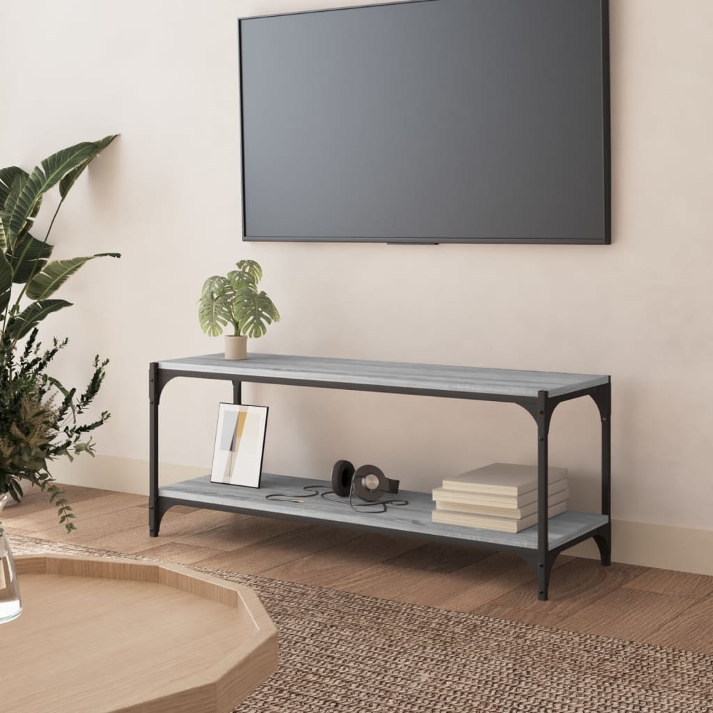 vidaXL Meuble TV gris Sonoma 100x33x41 cm bois d'ingénierie et acier