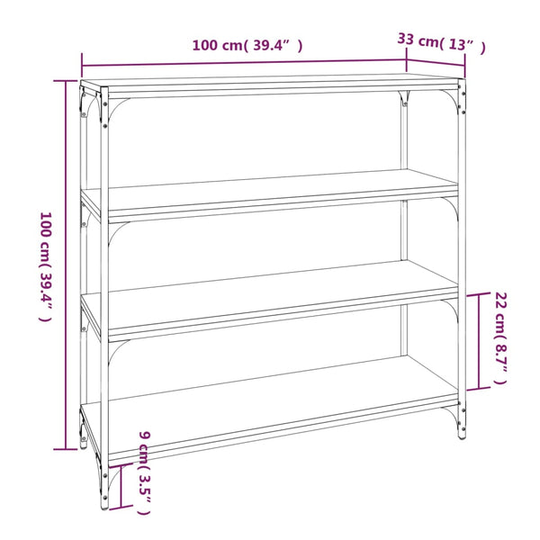 vidaXL Bibliothèque Gris Sonoma 100x33x100 cm Bois d'ingénierie et acier