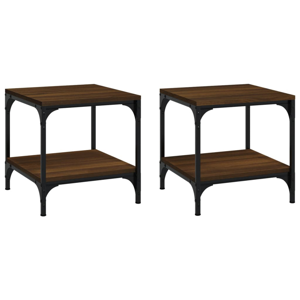 Beistelltische 2er Set Braun Eiche 40x40 cm