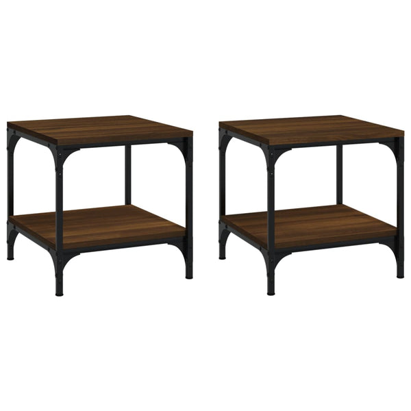 Beistelltische 2er Set Braun Eiche 40x40 cm