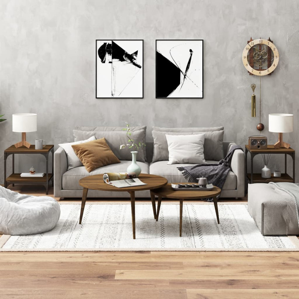 Beistelltische 2er Set Braun Eiche 40x40 cm