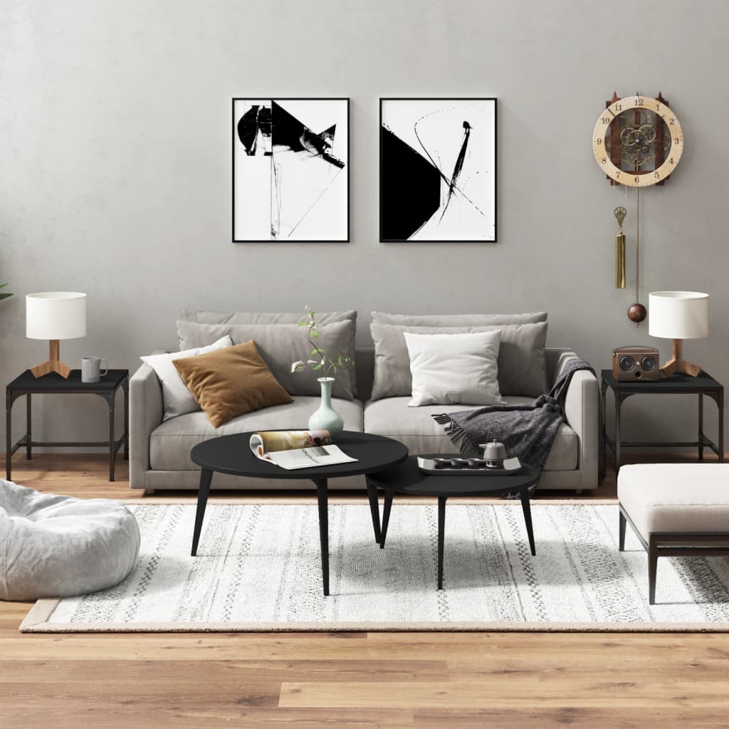 Beistelltische 2er Set Schwarz 40x40 cm