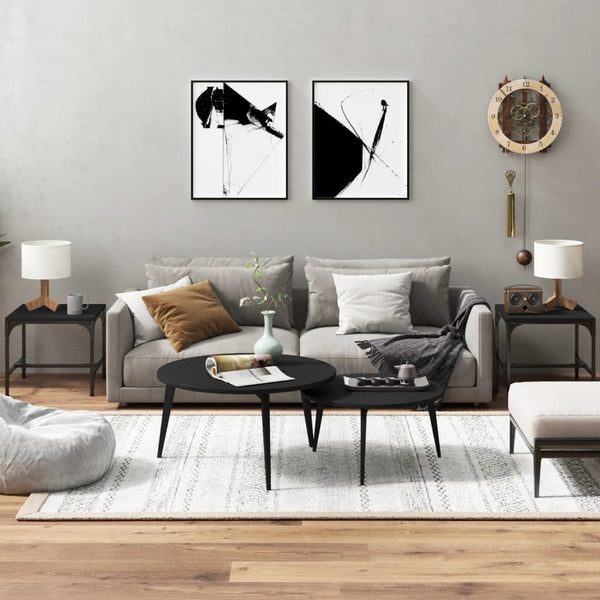 Beistelltische 2er Set Schwarz 40x40 cm