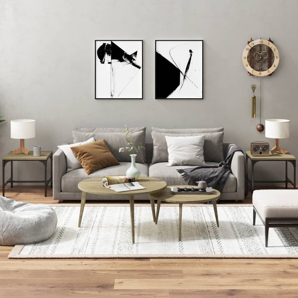 2er Set Beistelltische Sonoma-Eiche 40x40 cm