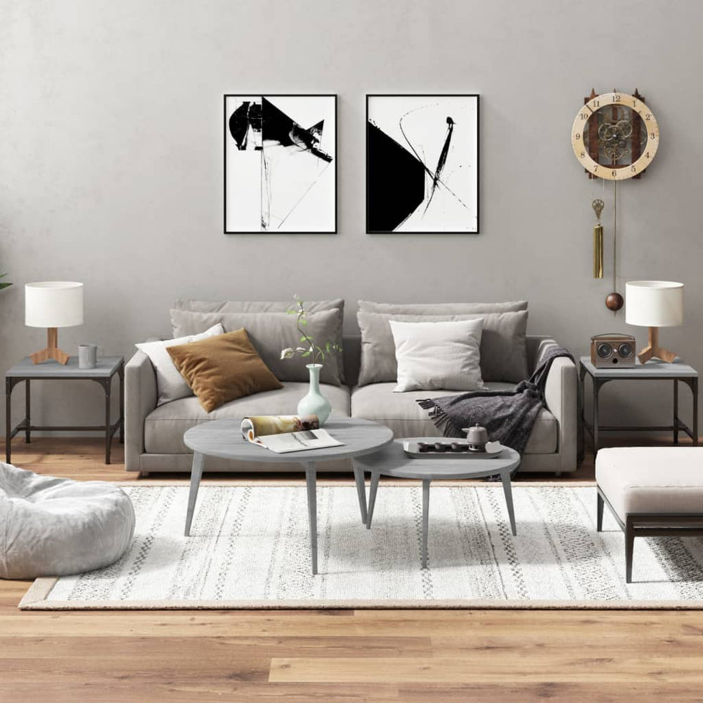 Beistelltische 2er Set Grau Sonoma 40x40