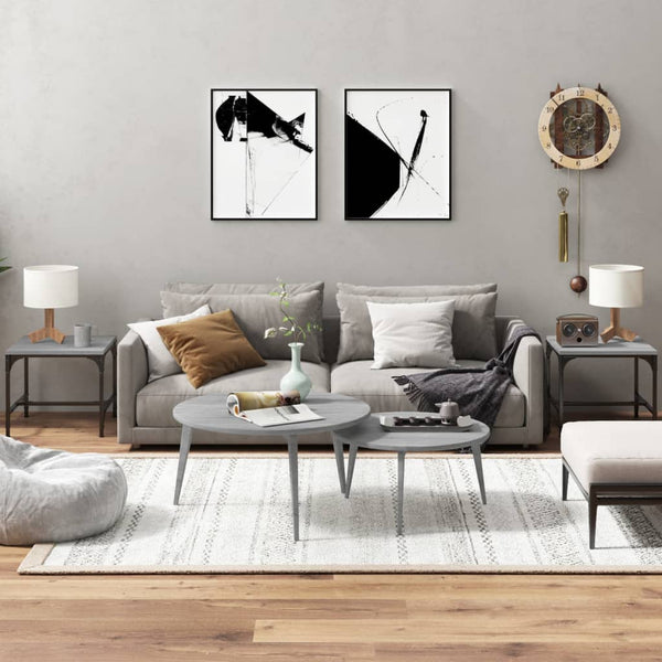 Beistelltische 2er Set Grau Sonoma 40x40
