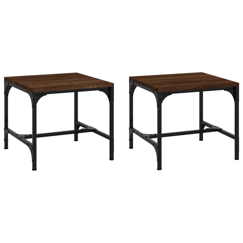 Beistelltische 2er Set Braun Eiche 40x40 cm