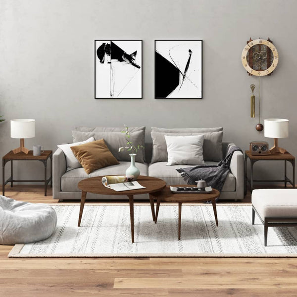 Beistelltische 2er Set Braun Eiche 40x40 cm