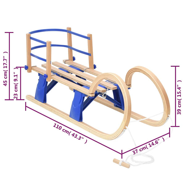 Klappschlitten mit Rückenlehne 110cm