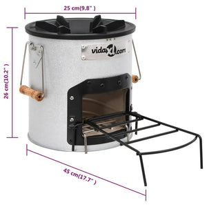 Camping Ofen Silber Stahl 45x25x26 cm