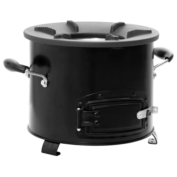 Camping Ofen Schwarz Metall 36x26x22,5 cm