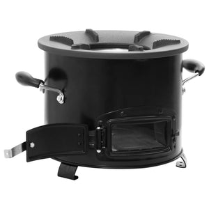 Camping Ofen Schwarz Metall 36x26x22,5 cm
