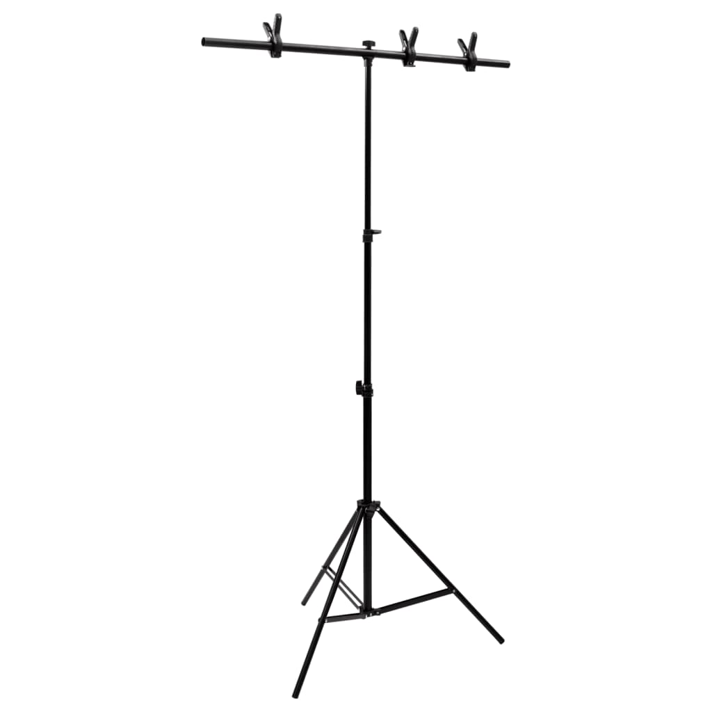 Hintergrundständer T-Form Schwarz 91x60x(70-200) cm