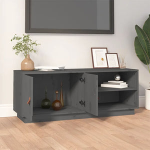 Grauer TV-Schrank Kiefer Massivholz 105cm