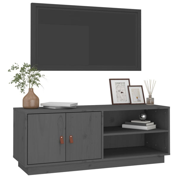 Grauer TV-Schrank Kiefer Massivholz 105cm
