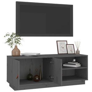 Grauer TV-Schrank Kiefer Massivholz 105cm