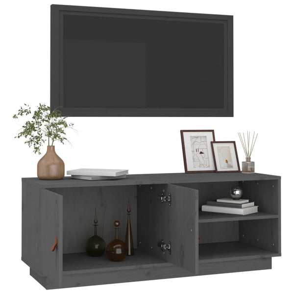 Grauer TV-Schrank Kiefer Massivholz 105cm
