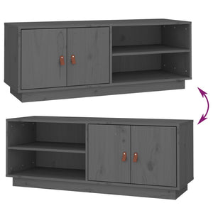 Grauer TV-Schrank Kiefer Massivholz 105cm