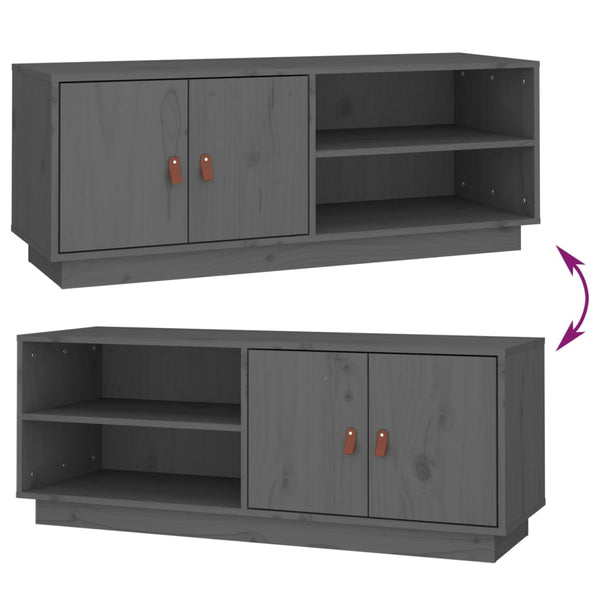 Grauer TV-Schrank Kiefer Massivholz 105cm