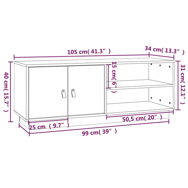 Grauer TV-Schrank Kiefer Massivholz 105cm