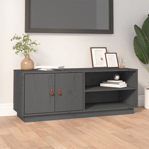 Grauer TV-Schrank Kiefer Massivholz 105cm