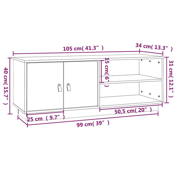 TV-Schrank Honigbraun Massivholz Kiefer 105 cm