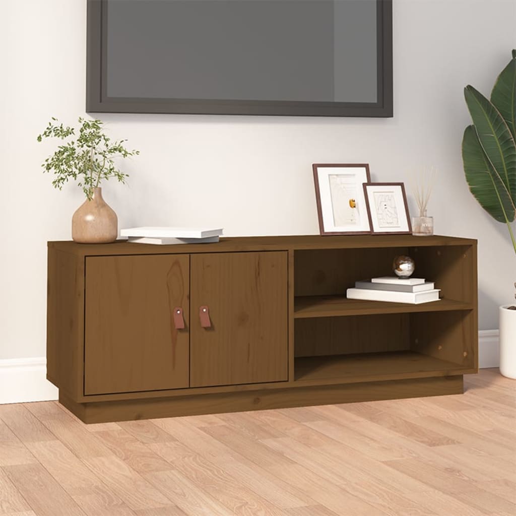 TV-Schrank Honigbraun Massivholz Kiefer 105 cm