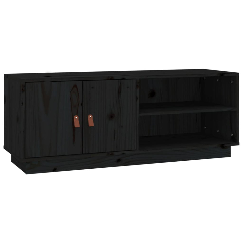 Schwarzer TV-Schrank Kiefer Massivholz 105cm