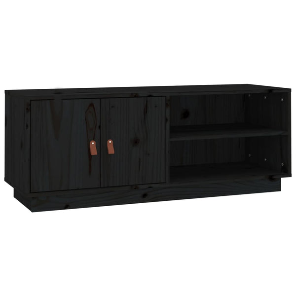 Schwarzer TV-Schrank Kiefer Massivholz 105cm