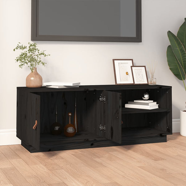 Schwarzer TV-Schrank Kiefer Massivholz 105cm