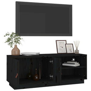 Schwarzer TV-Schrank Kiefer Massivholz 105cm