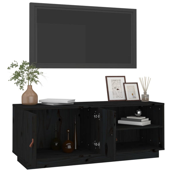 Schwarzer TV-Schrank Kiefer Massivholz 105cm