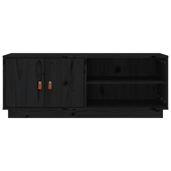 Schwarzer TV-Schrank Kiefer Massivholz 105cm