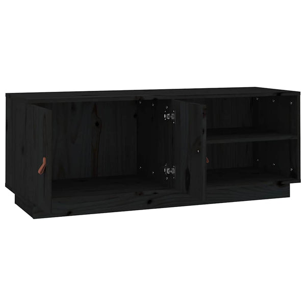 Schwarzer TV-Schrank Kiefer Massivholz 105cm