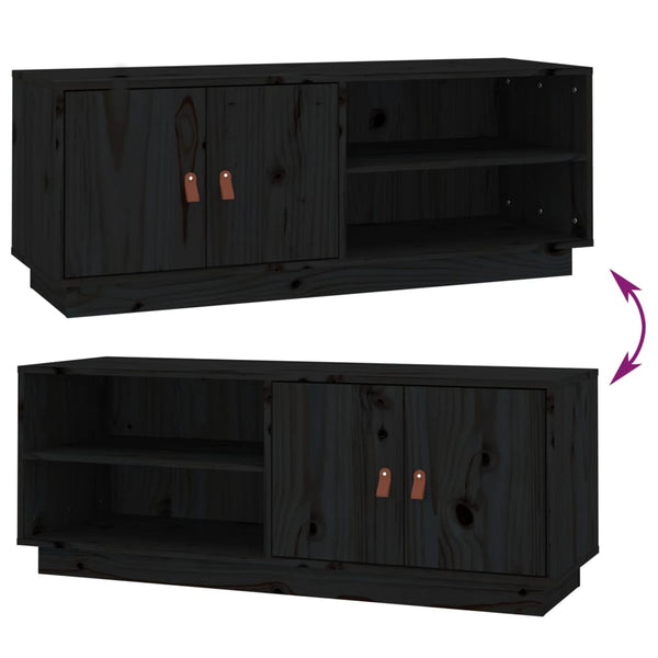 Schwarzer TV-Schrank Kiefer Massivholz 105cm