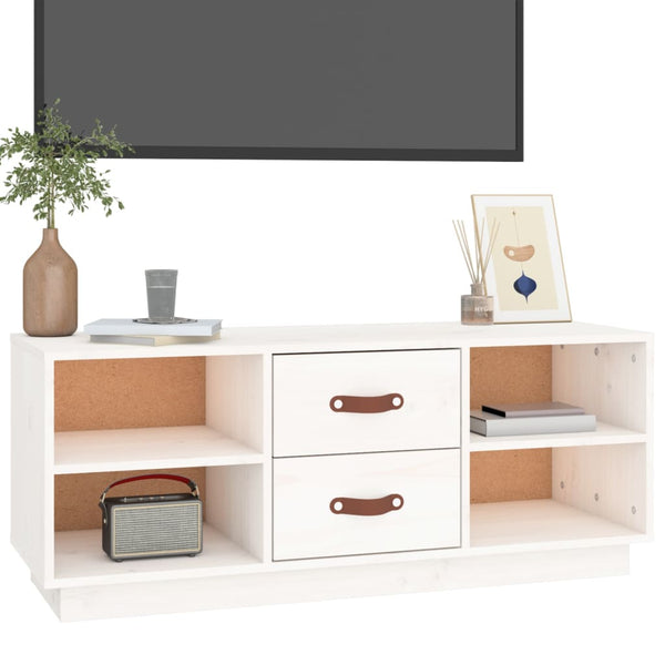 Weißer TV-Schrank Kiefer Massivholz 100cm